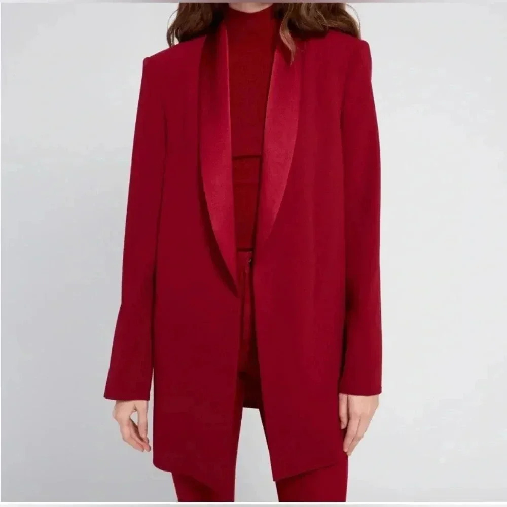 Alice + Olivia Red Satin Jacket Blazer Size M